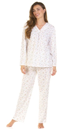 La Marquise Pleated Susan Cotton Rich Long Sleeve Pyjama